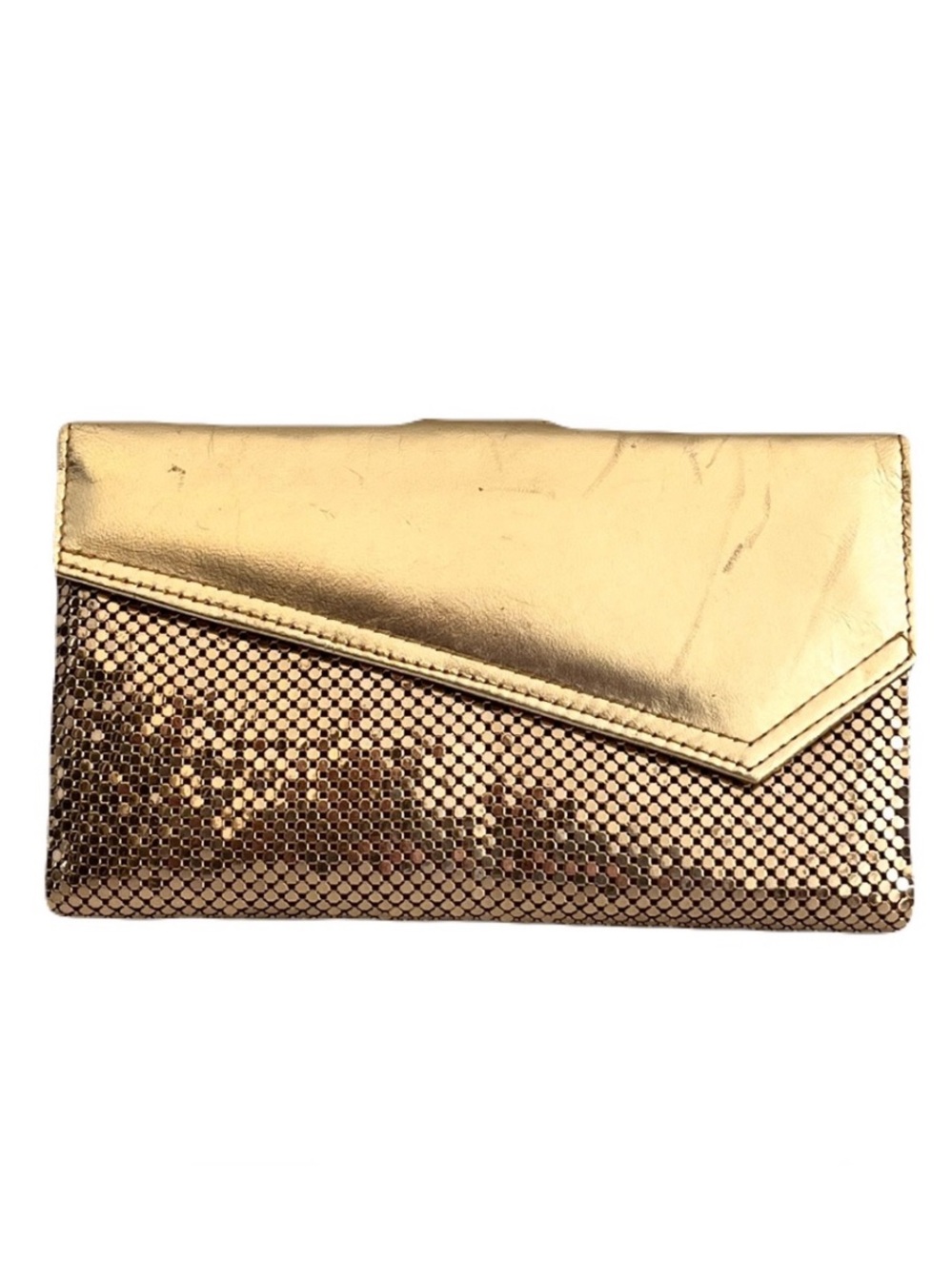 Vintage Whiting & Davis Gold Mesh and Leather Long Continental Wallet